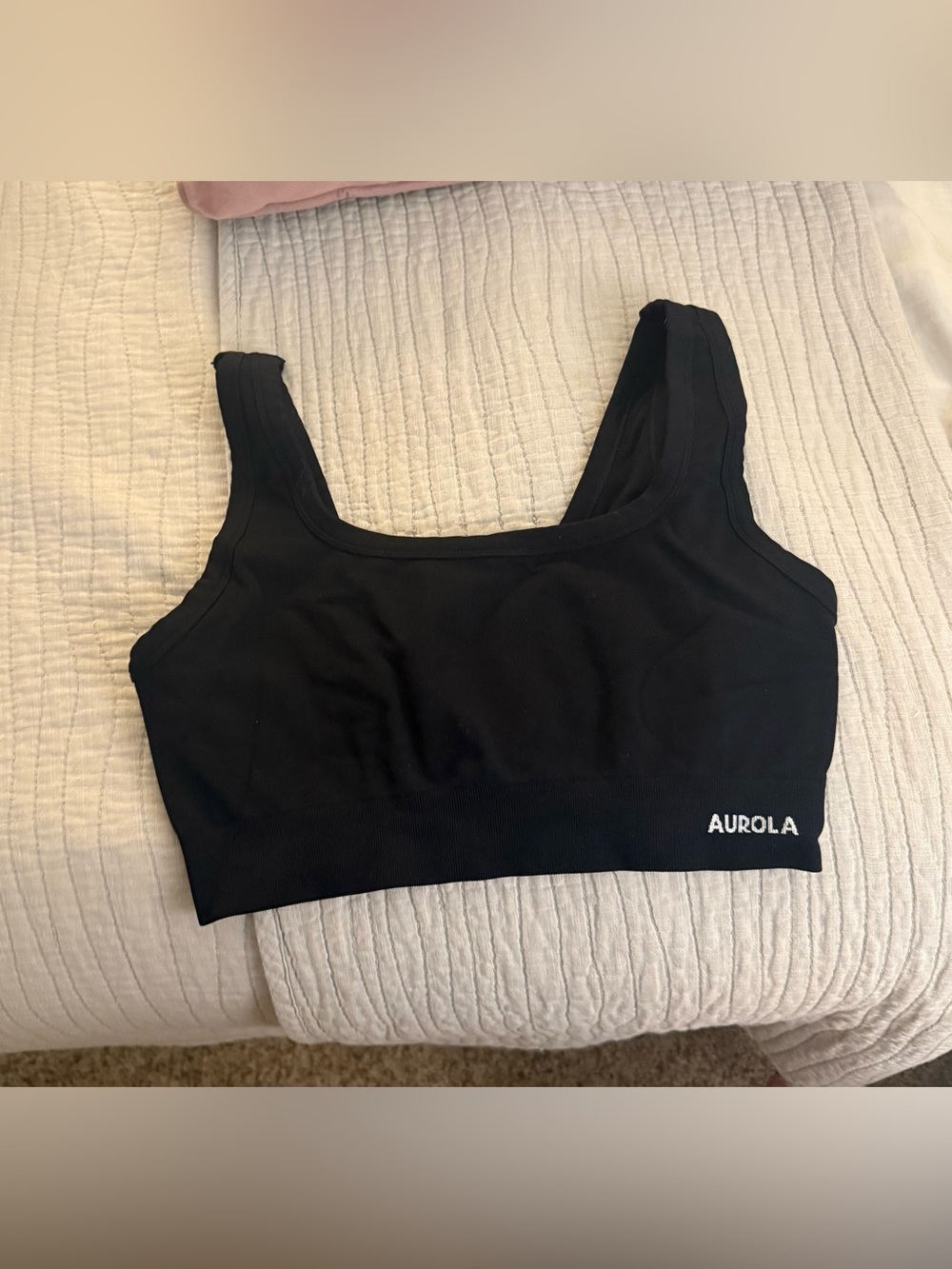 Aurola Black Seamless Scoop Neck Sports Bra L